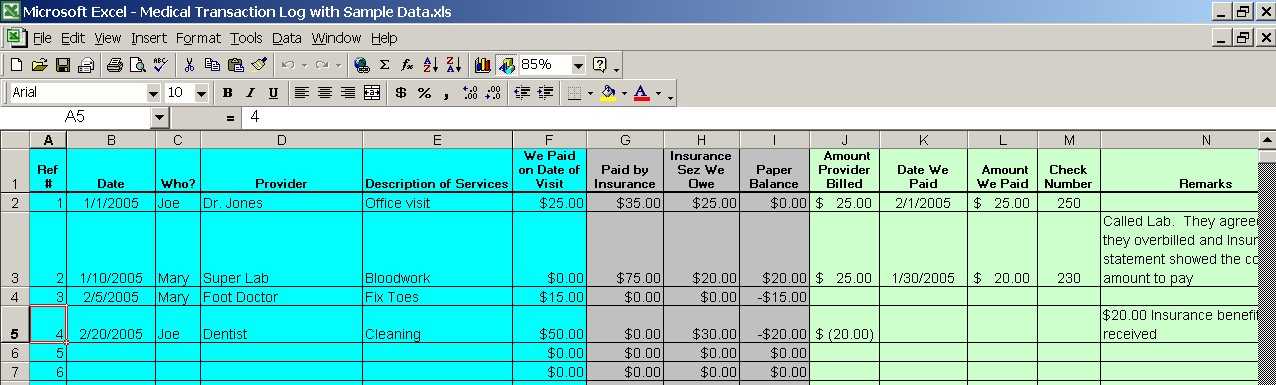 medical expenses tracker excel